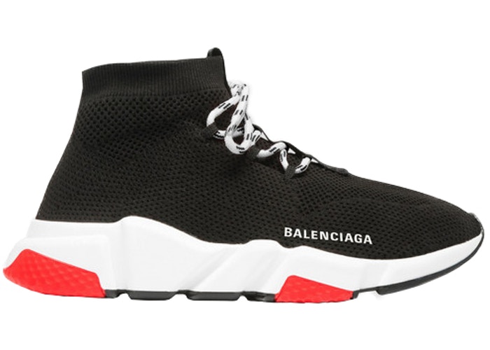 Balenciaga Speed Trainer Lace Up Black Red