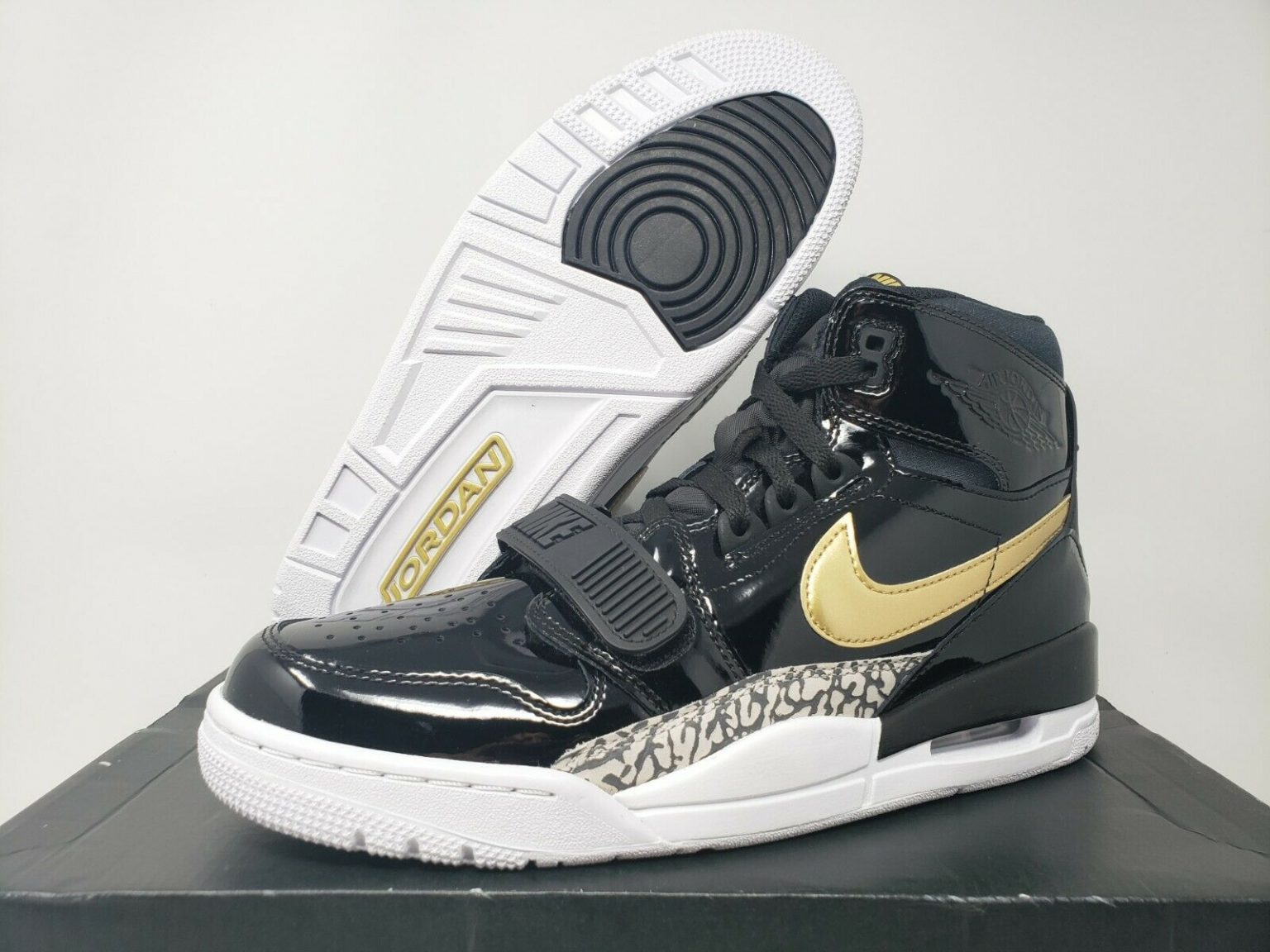 Jordan Legacy 312 Black Gold Patent For Sale - Kicks Collector