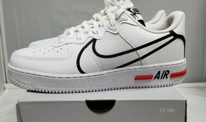Nike Air Force 1 React White Black Red